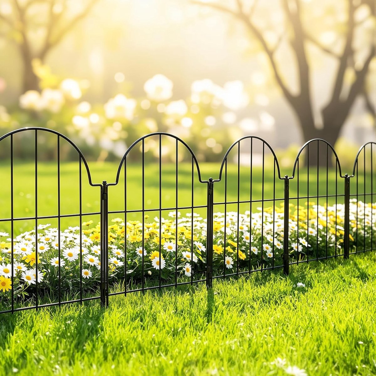 Decoratieve Metalen Tuinhekje - 10 Panelen van 43cm Hoog en 3.3m Lang, Roestvrij, Ideaal voor Bloembedden, Tuinpaden en Landschapsafwerking