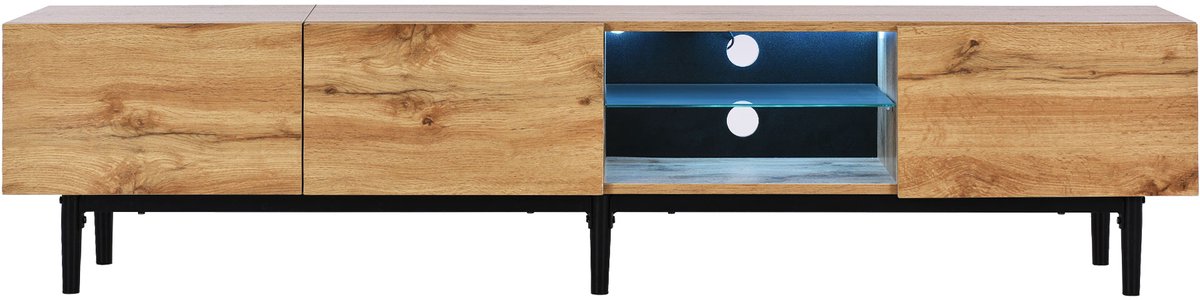 TV Meubel - 175 cm Met 3 Deuren En Smart Led-Verlichting - Licht Eiken