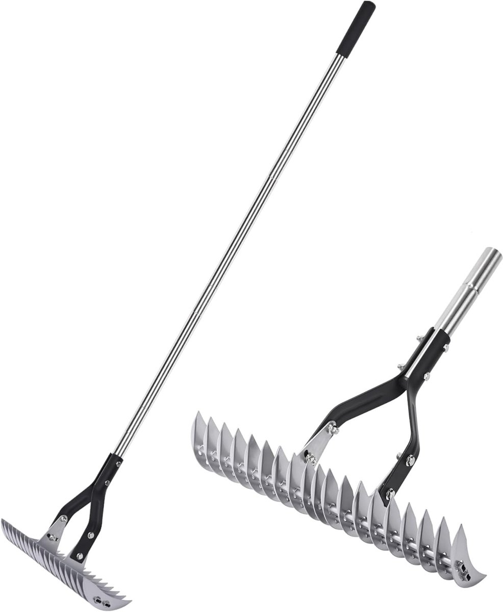 Verstelbare Wicker Rake - 15 Inch Breed, Ideaal voor Onkruidverwijdering, Grasmaaien en Tuinaeratie