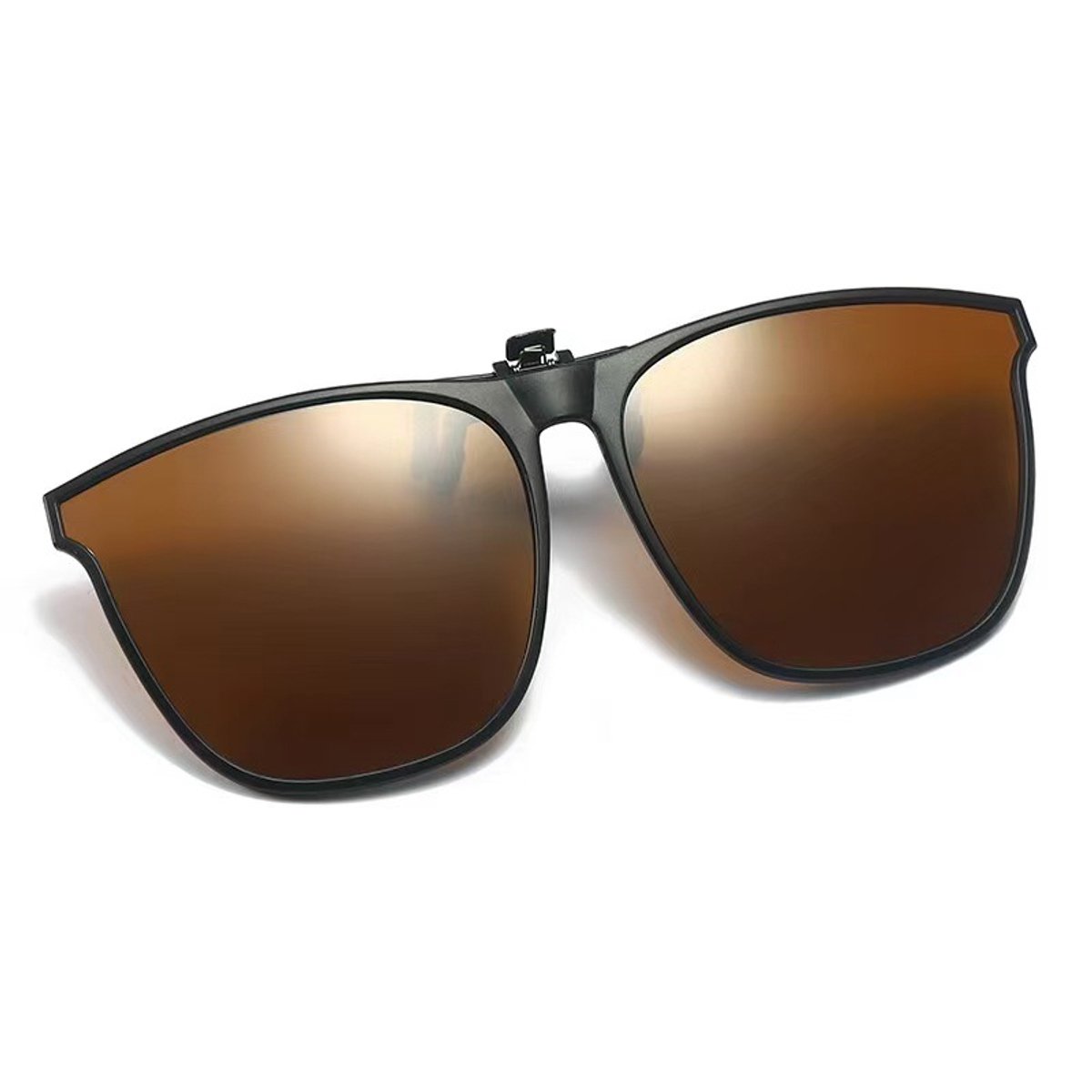 Clip-on zonnebril - Clip on zonnebril heren - Clip on zonnebril dames - Brilclip - Voorzetbril - Zonnebril - UV-bescherming - Unisex - Opklapbare zonnebril - Donkerbruin