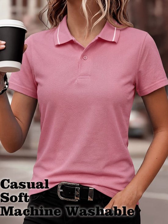 Currero Golf Polo Dames - Ademend Golfshirt - Polo Shirt - Sportshirt - Golfkleding Heren - T-Shirt - Golf Mode - Roze L — afbeelding 5