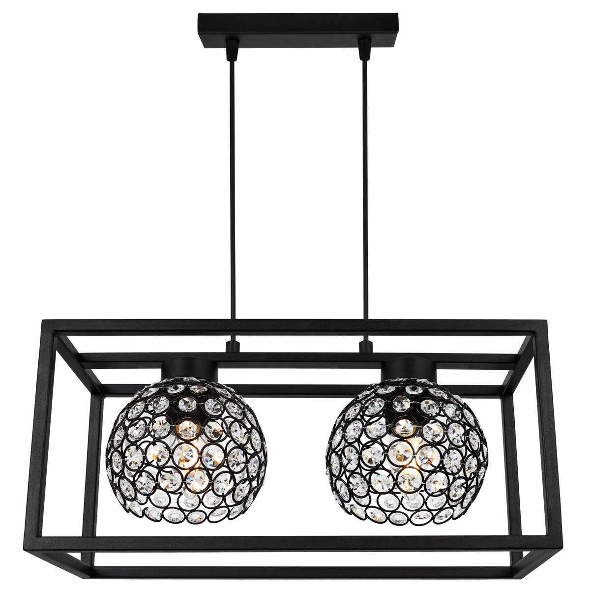 Luxe Crystals Kooi Hanglamp Zwart - Glamour Stijl