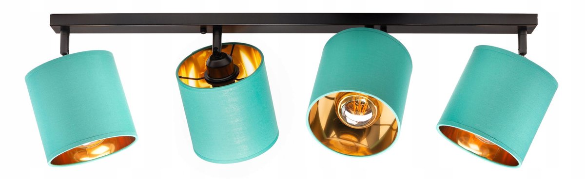 Turquoise Plafondlamp met 4 Verstelbare Lampenkappen