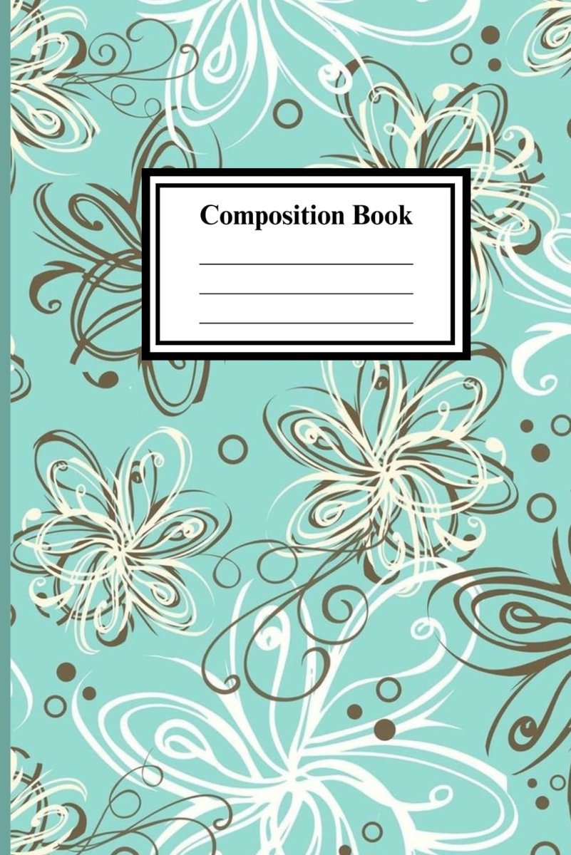 Vintage Tuscan Y2K 2000's Floral Composition Notebook: Teal Blue Floral Print Vector Bloom Swirl Aesthetic Journal - ShopVlot