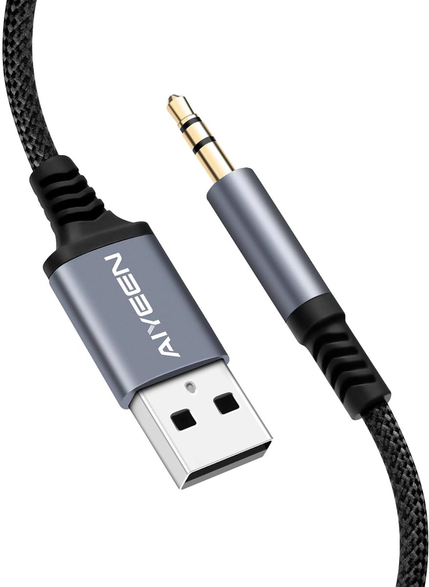 AIYEEN USB naar 3,5 mm audio kabel 1 m / 3,28 voet nylon gevlochten USB mannelijke naar 3,5 mm mannelijke AUX met HiFi - ShopVlot