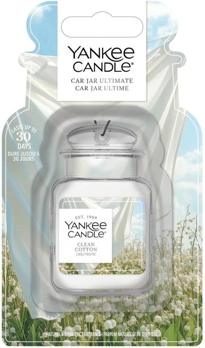 Yankee Candle - Clean Cotton Car Jar Ultimate Autoparfum - 1 maand geurplezier
