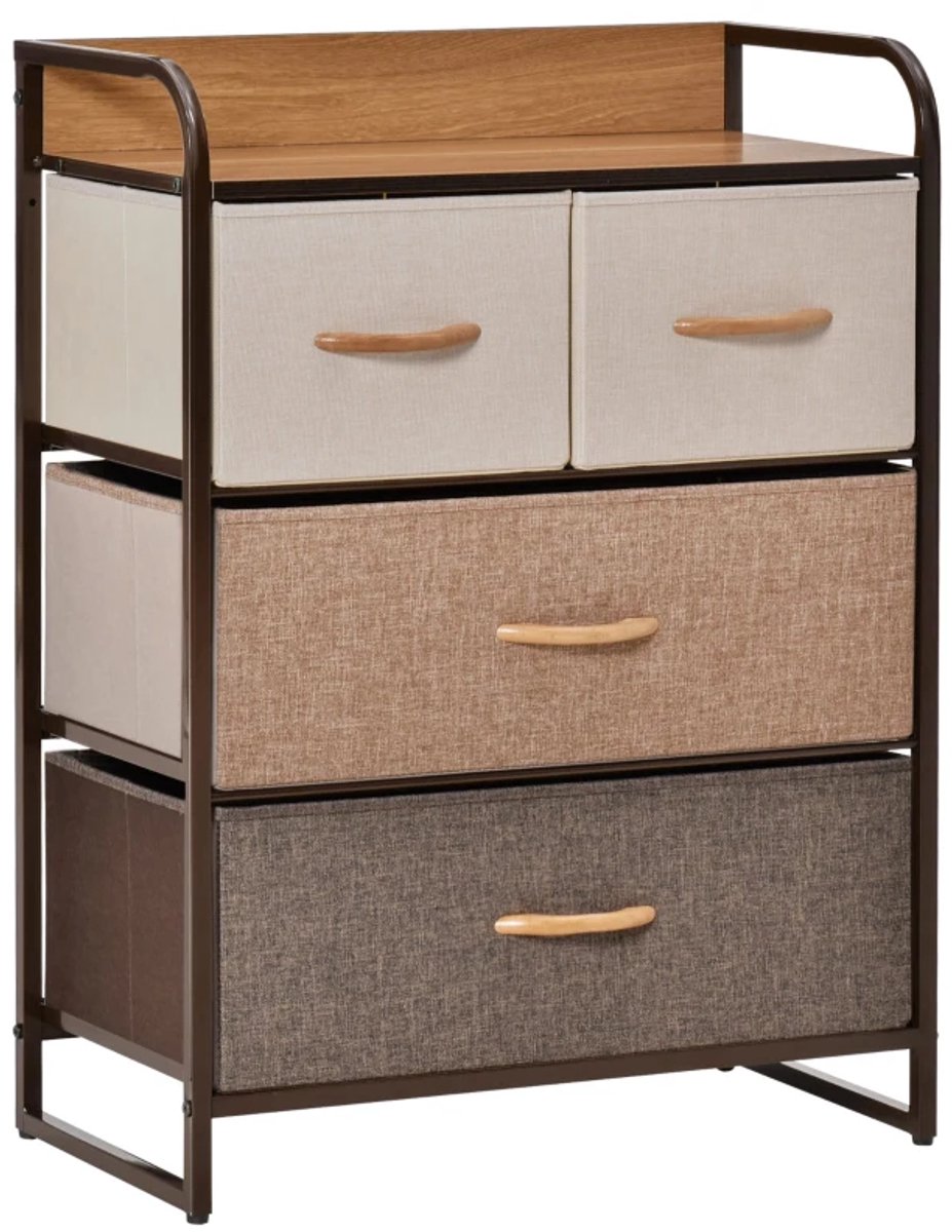 Dressoir - Kast Met 4 Laden - Linnenopbergkast Met Metalen Frame - Voor Slaapkamer En Woonkamer