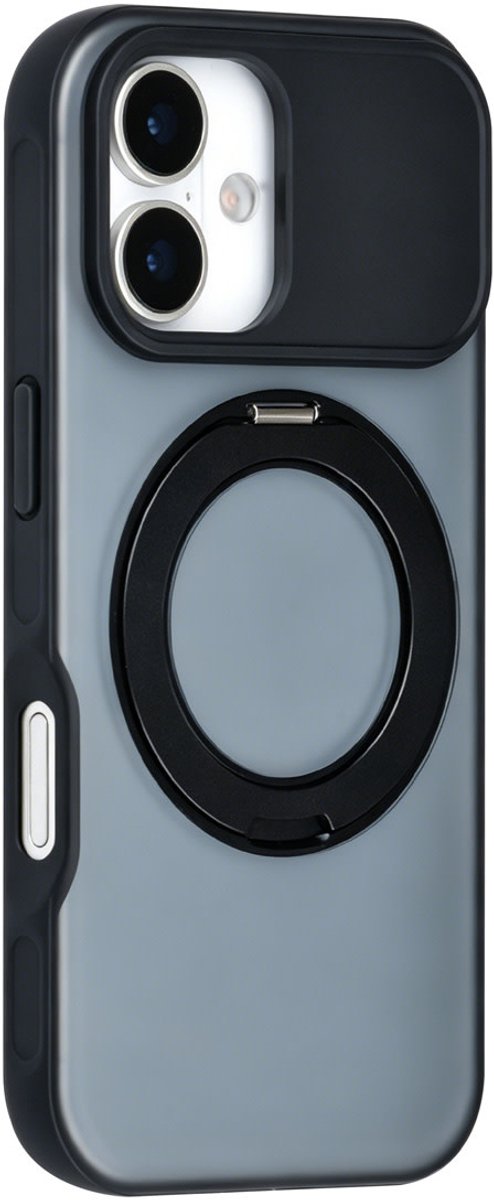 TUNIQ Backcover hoesje Apple iPhone 16 - 360 rotation stand MagSafe - Zwart