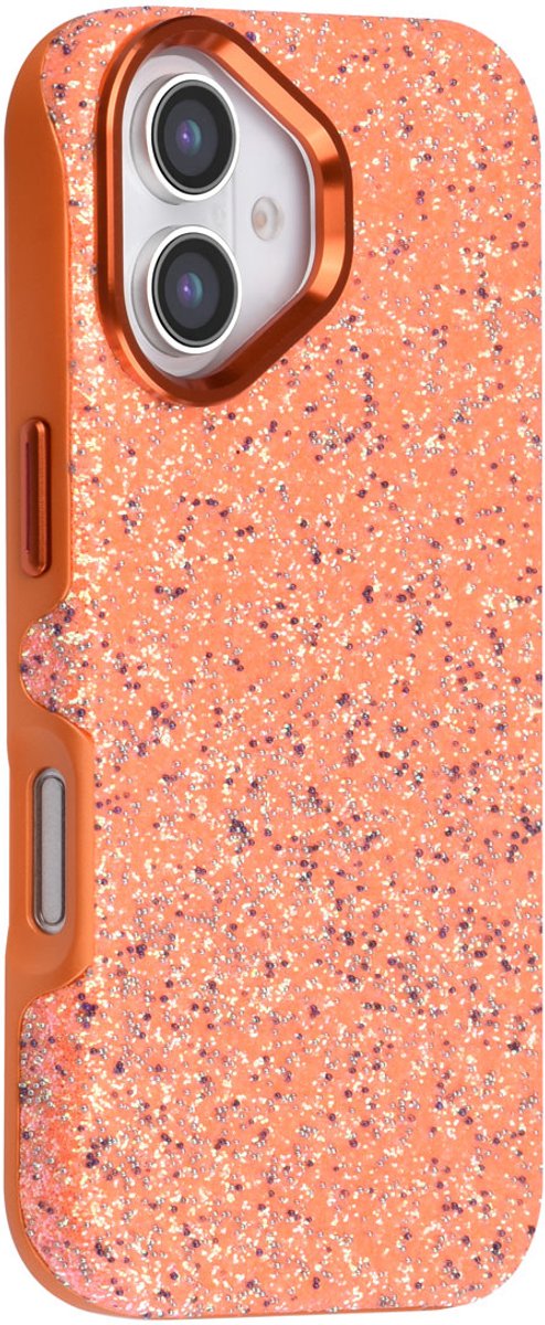 TUNIQ Backcover hoesje voor Apple iPhone 16 - Glitter Magsafe TPU+PC - Oranje