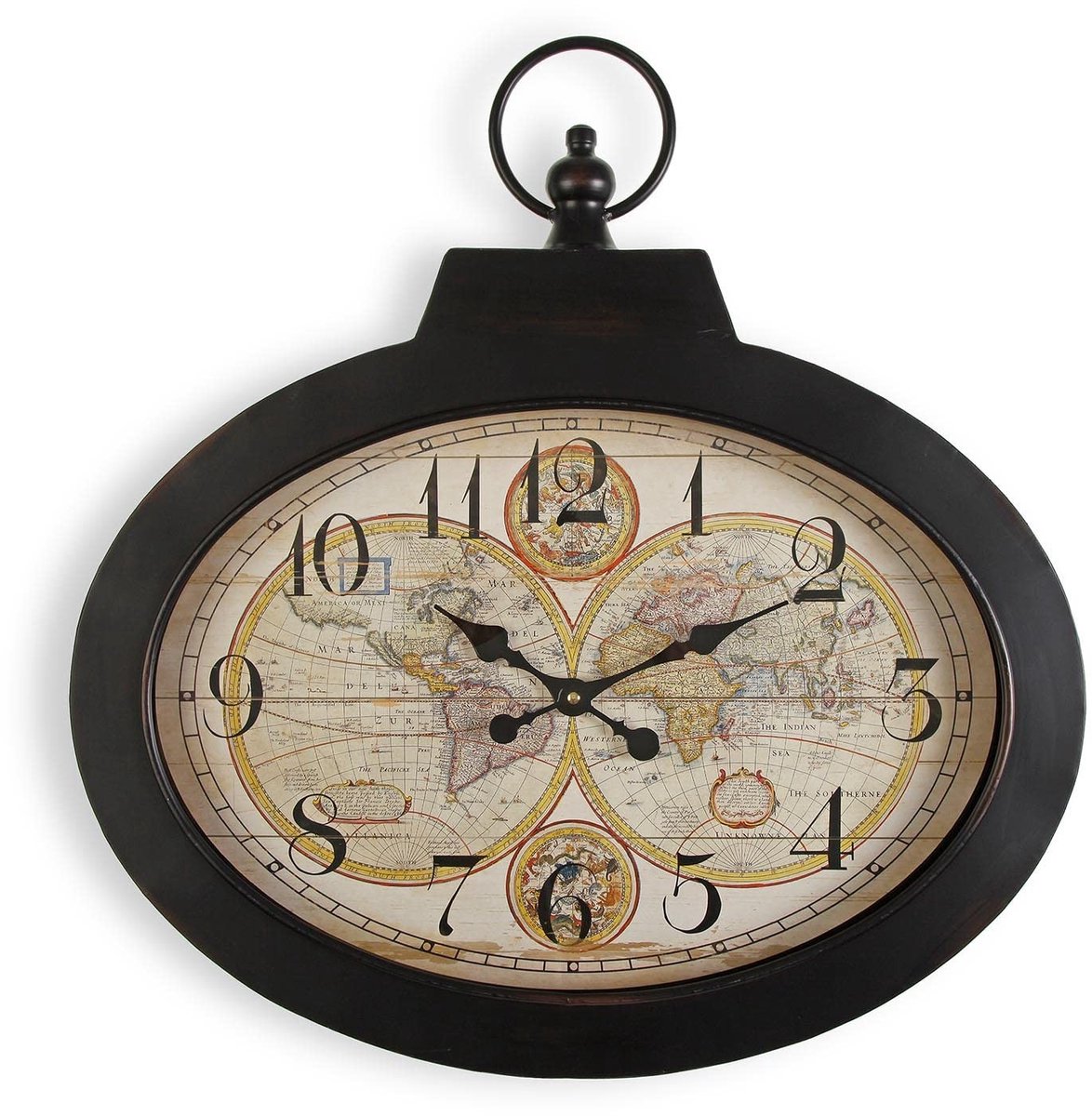 Elzusha - Versa Pangea Silent Decoratieve Wandklok - Zwart Metaal voor Keuken en Woonkamer