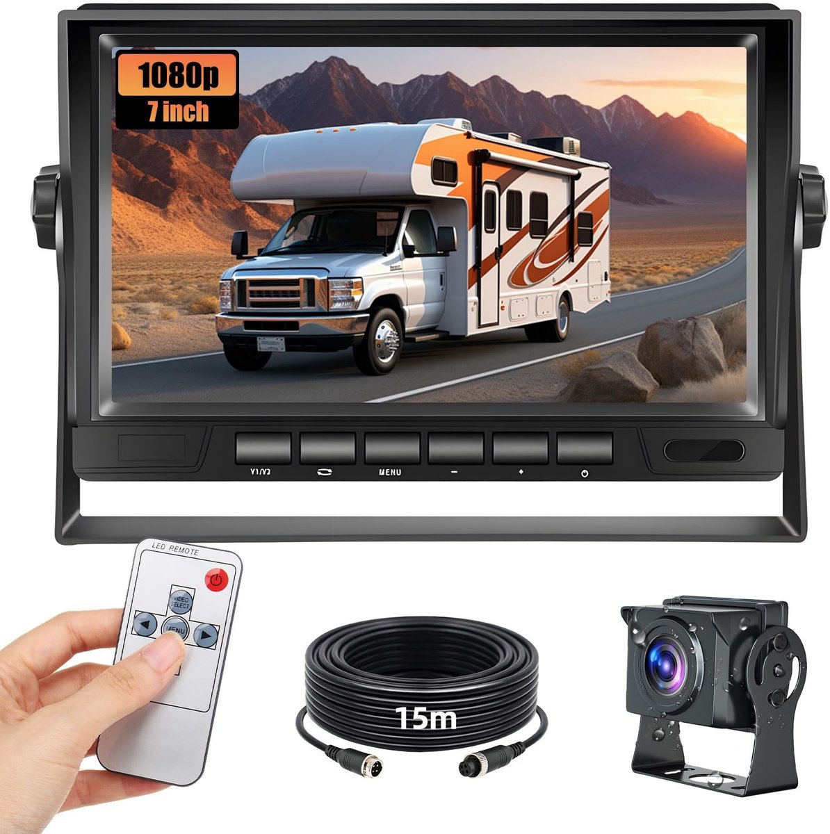Elzusha - AHD Achteruitrijcamera met 7 Inch HD Monitor voor Truck