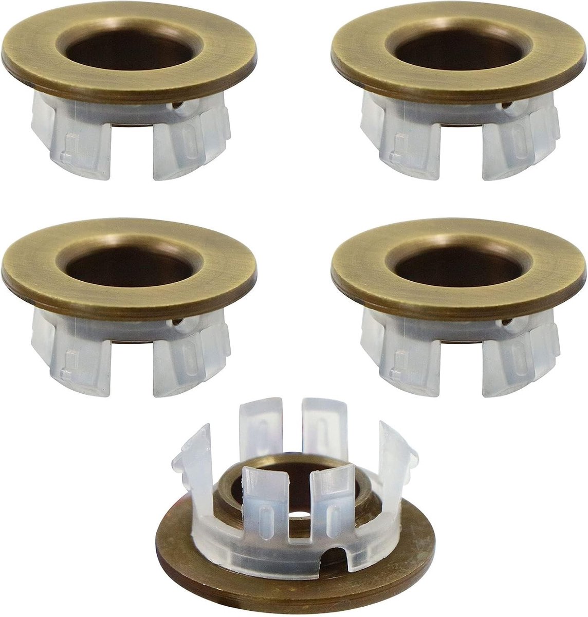 Vervangende Overloopdeksel voor Wastafel - Zinken Ring, Overloopkap en Reserveonderdelen voor Badkamer en Keuken (5 stuks/Koper/Rétro Kleur)
