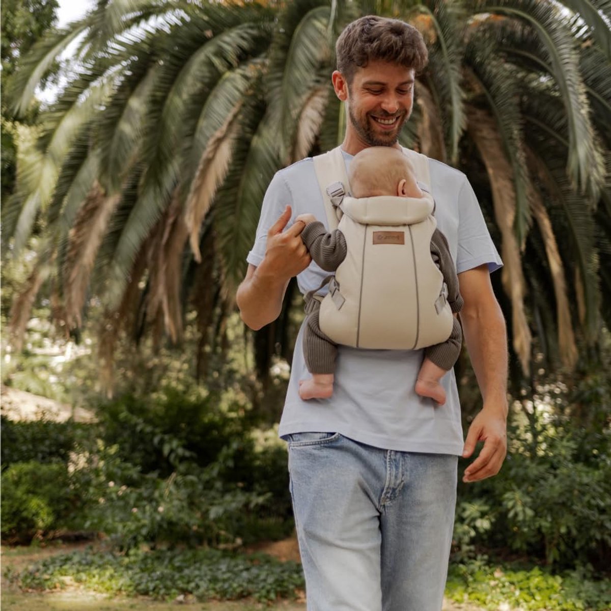 Baby Draagzak - Draagdoek Baby - Veilig Dragen - Ergonomisch Ontwerp - Tot 15kg - Beige – foto 2