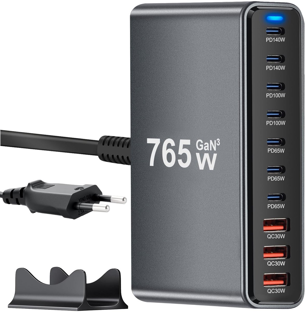 Elzusha - 765W USB-C Oplader met 10 Poorten en Snelle Oplaadfunctie