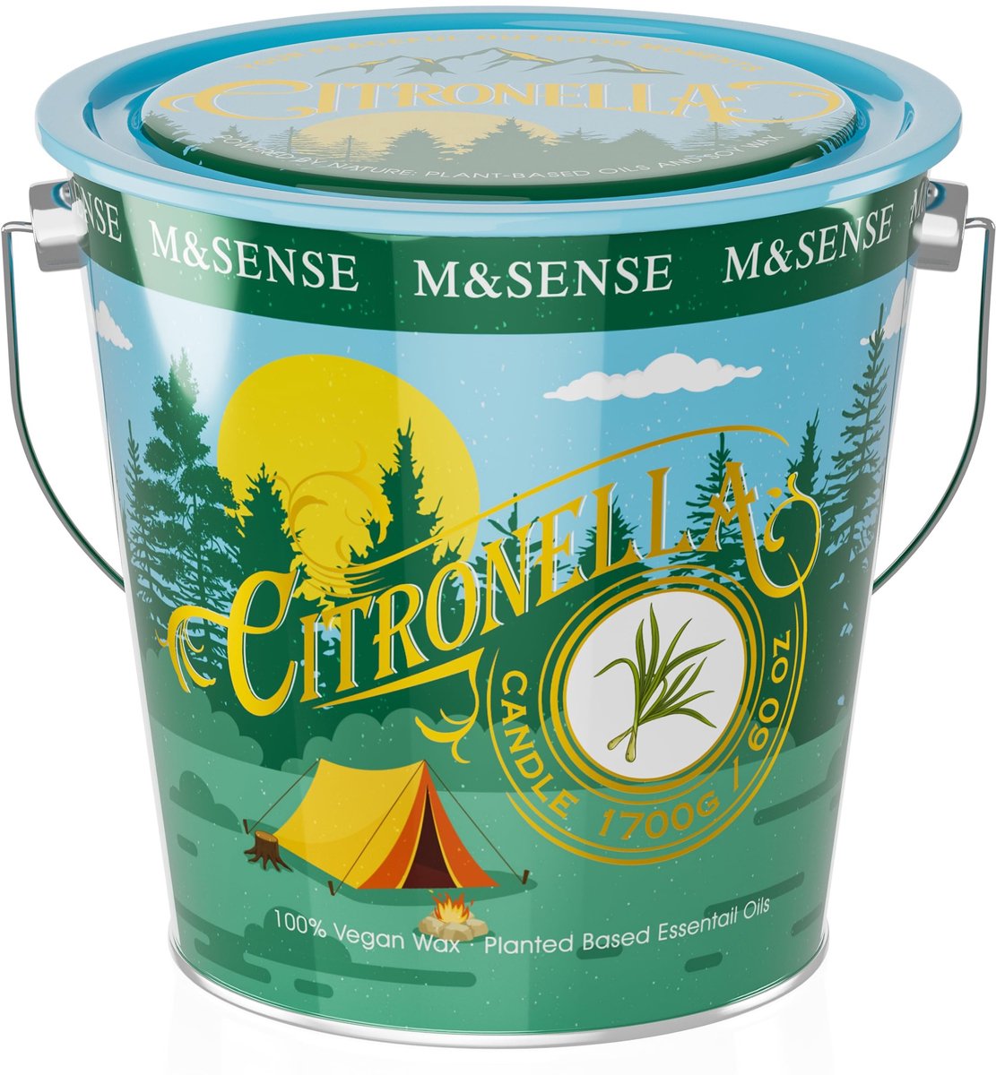 Elzusha - Citronella Buitenkaars van Sojawas 1720 g met 370 Uur Brandduur