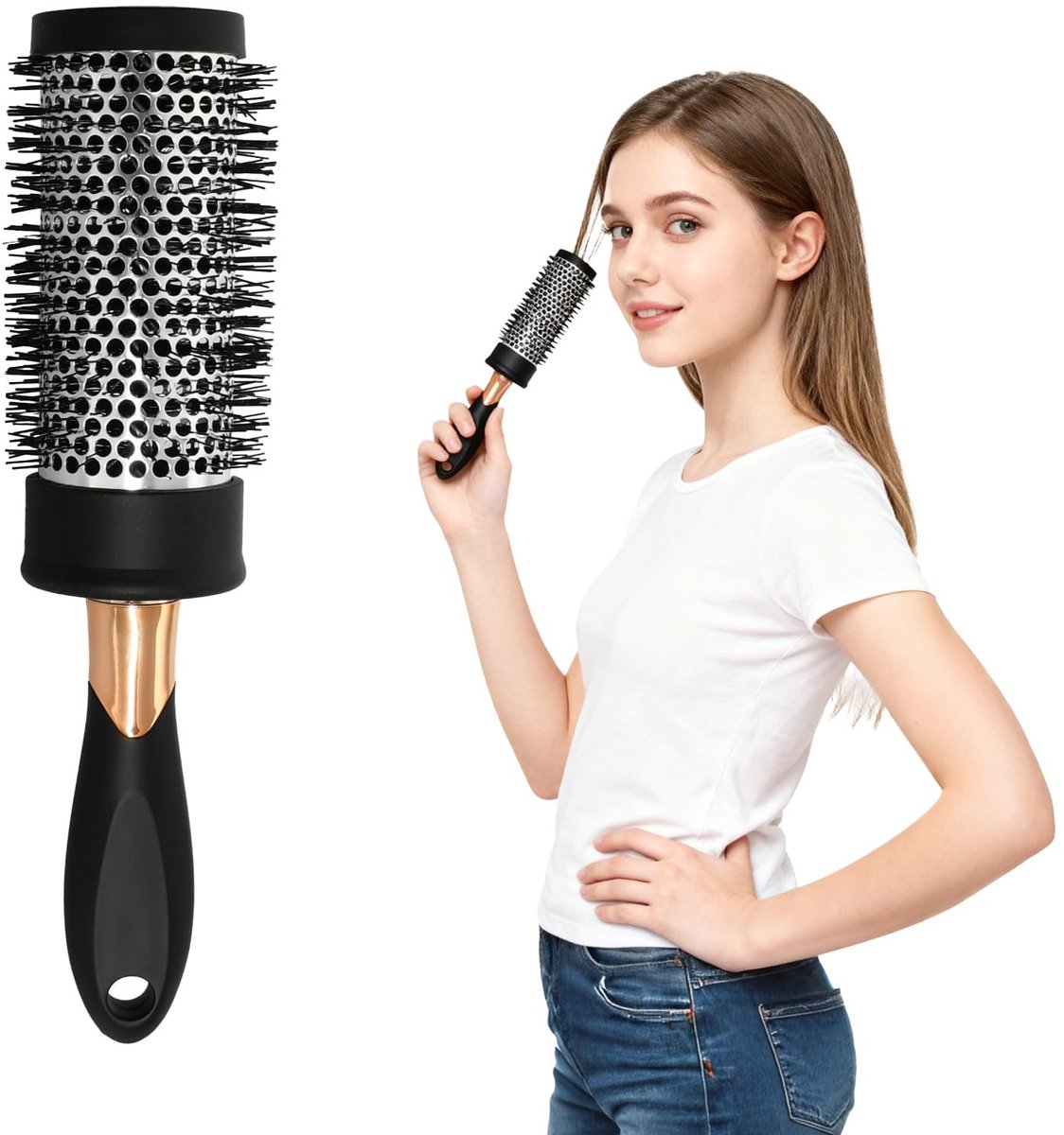 Elzusha - Ronde Haarborstel voor Styling met Dubbele Functie