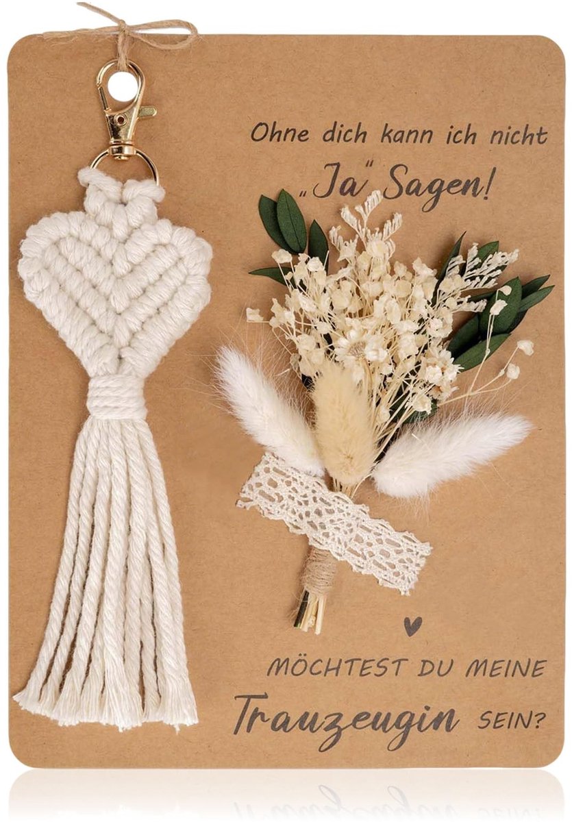 Elzusha - Handgemaakte Sleutelhanger met Gedroogde Bloemen en Kaartje