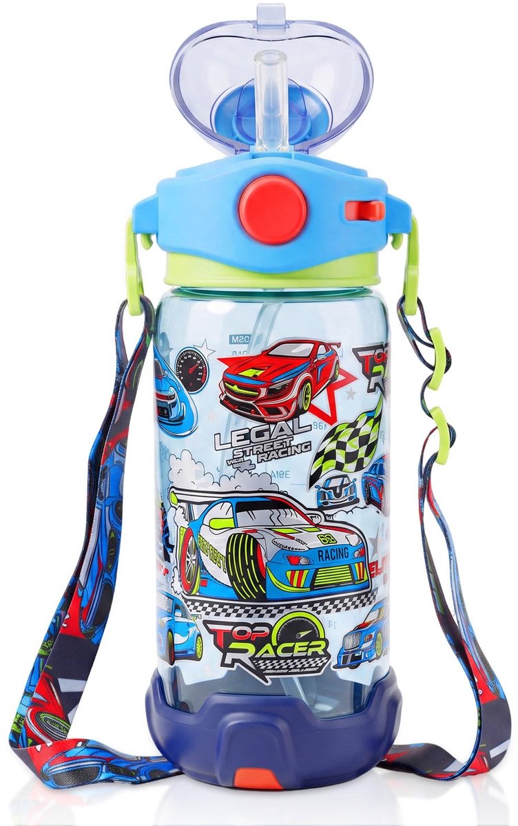 Elzusha - Drinkfles voor Kinderen met Rietje en Koord 650 ml
