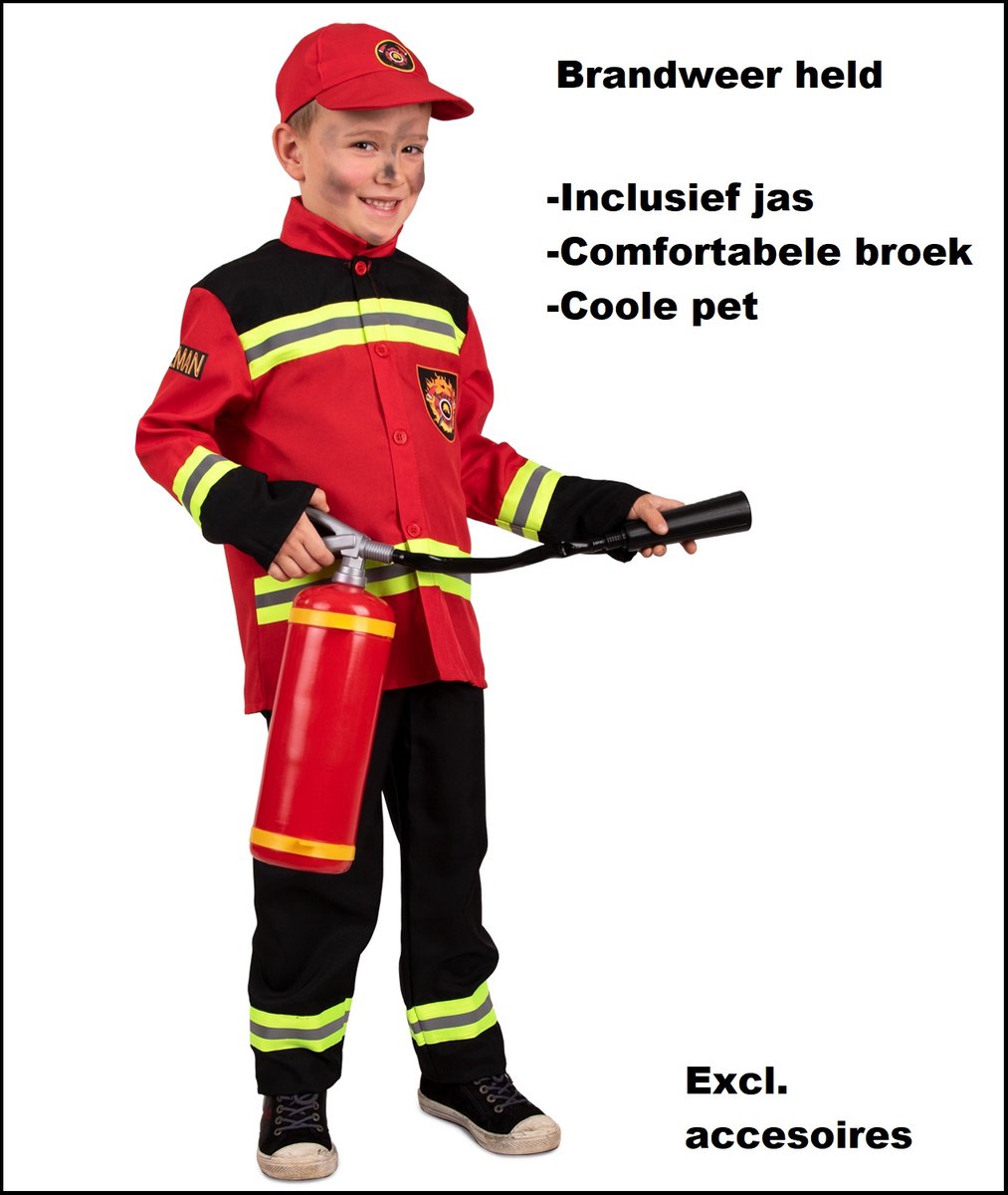 Brandweer held jongen mt.128 - Brandweerman outfit