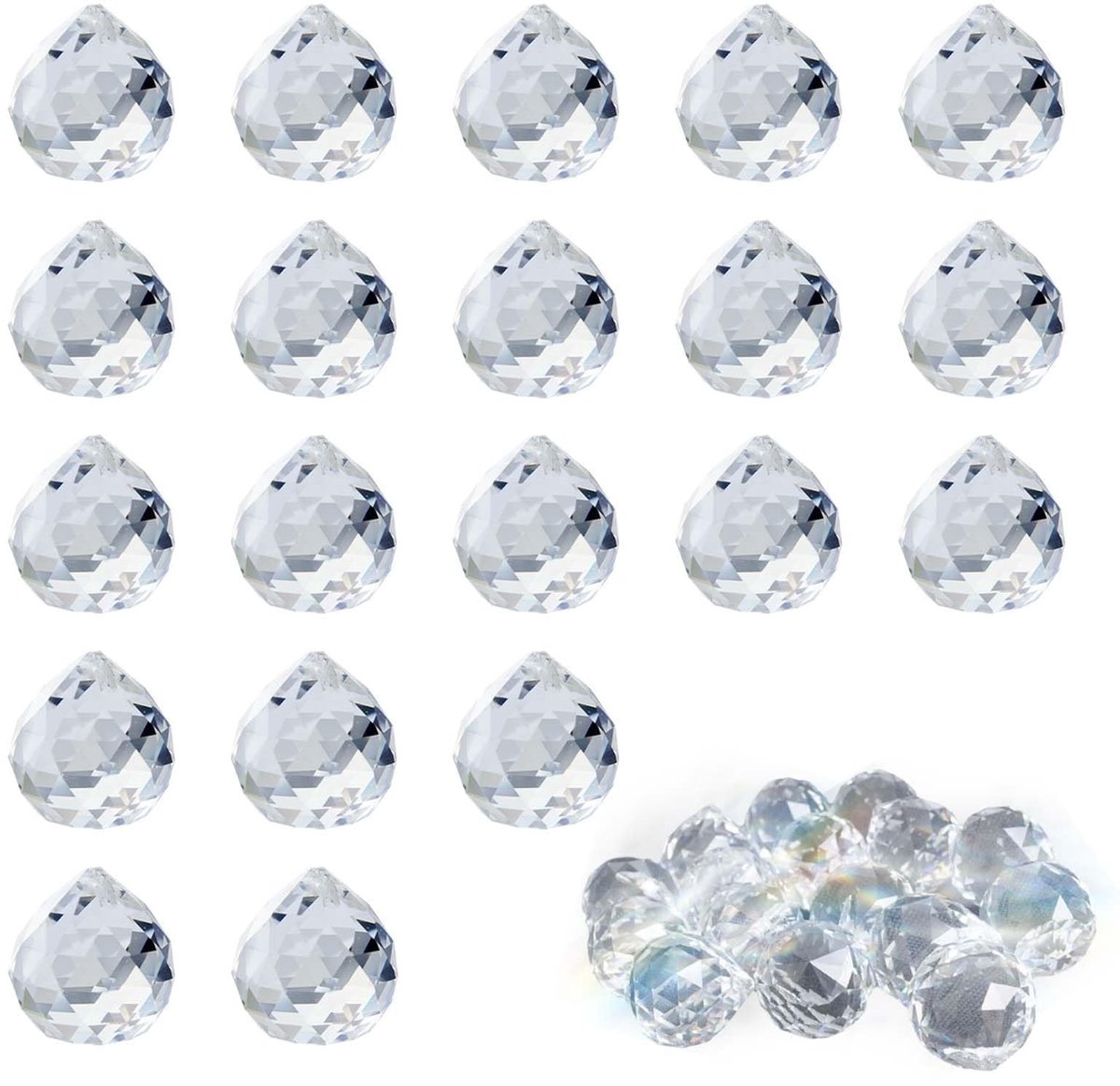 Elzusha - Set van 20 Heldere Kristallen Ballen 30mm