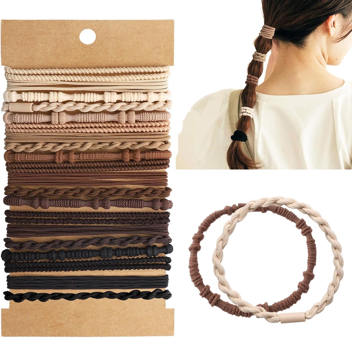 Elzusha - Set van 20 Boho Haarelastiekjes voor Dames