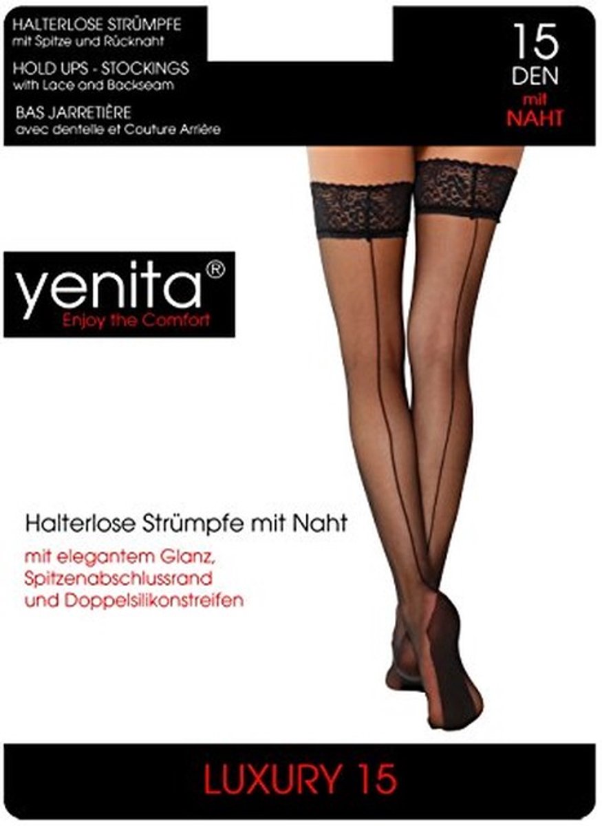 Elzusha - Elegante Naadloze Kousen met Kant - 15 Denier - Zwart - 2-Pack L/XL