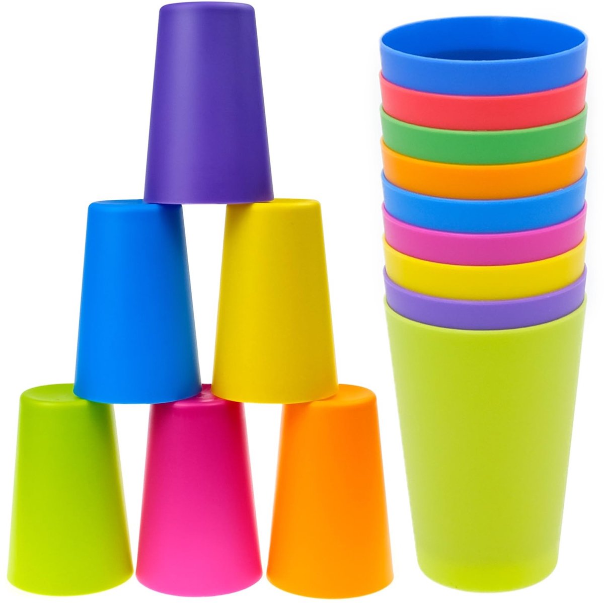 Elzusha - Set van 9 Kleurige Herbruikbare Plastic Bekers van 260 ml