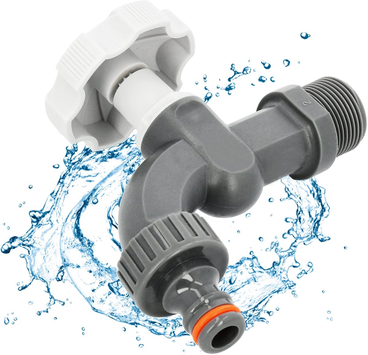 Elzusha - Tuinkraan 1/2" x 3/4" - Robuuste Plastic Regenwatertap met Adapter
