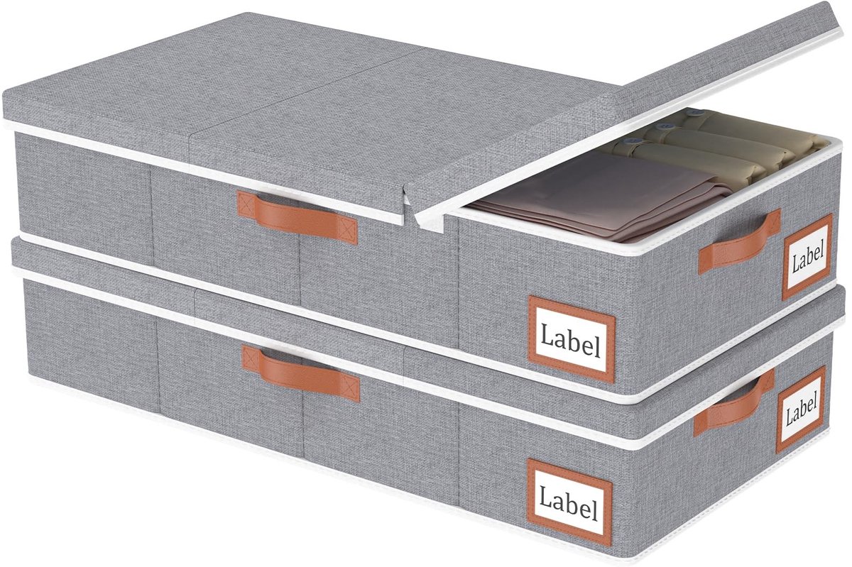 Elzusha - Set van 2 Onderbed Opbergdozen met Deksel voor Kleding en Dekens