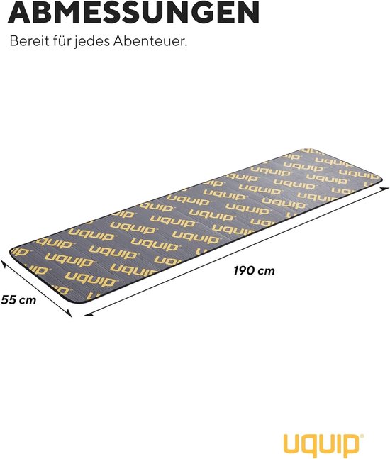 Isolatiemat - Schuimrubber mat - Kamperen en Hiken - Kou en Vocht Werend - 190 x 55 cm - Grijs/Geel — afbeelding 2