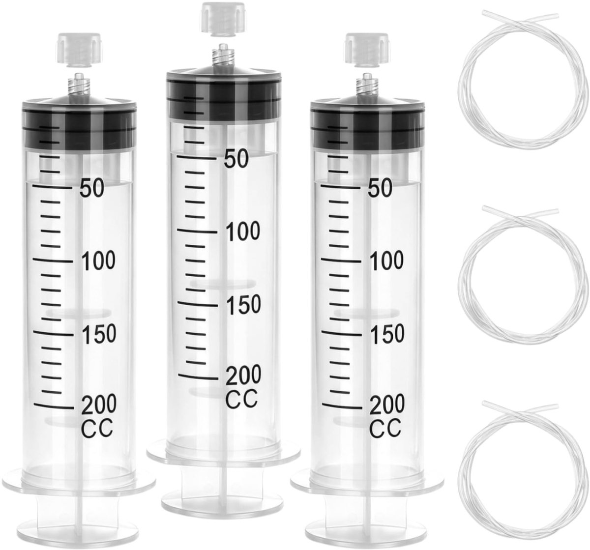 Elzusha - Set van 3 Herbruikbare Plastic Spuiten 200 ml met Slang