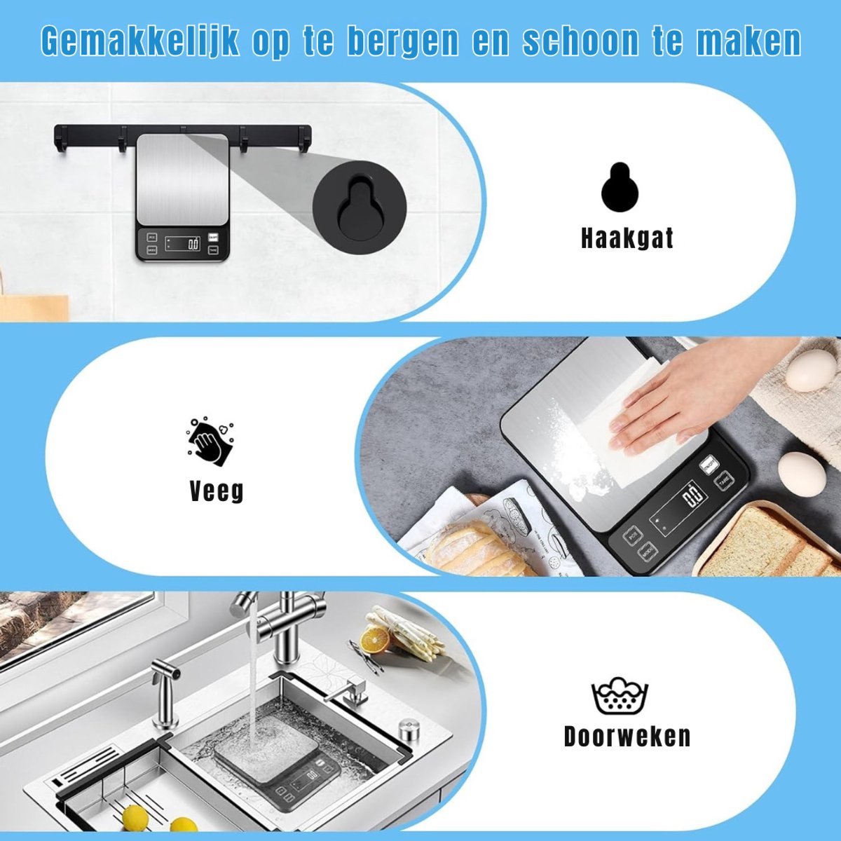 Lìon® Weegschaal Keuken - Precisie Weegschaal - Weegschaal - Zwart- 24cm x 19cm x 5cm