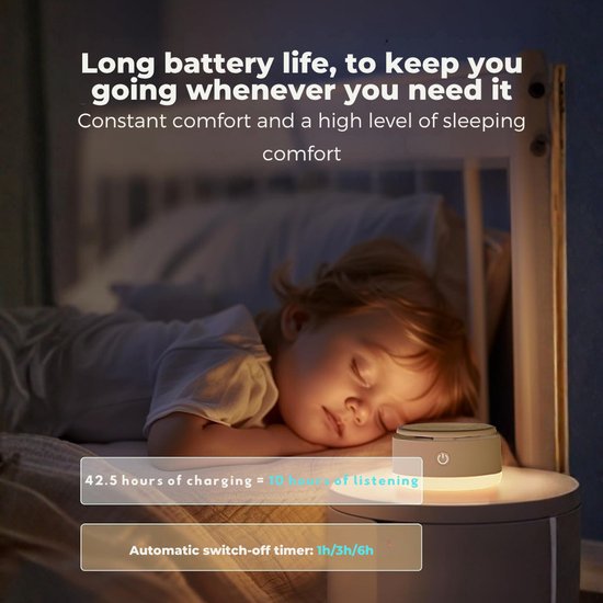 Verte White Noise Machine - 20 Rustgevende Geluiden En Aanraakverlichting - Draagbare Witte Ruis Voor Kinderen En Volwassenen - Slaaptimer En Herinneringsfunctie - Ideale Reisgenoot (Geel) van Verte — afbeelding 4
