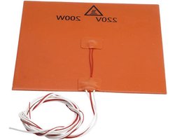 Silicone Heater Mat - Verwarmingsmat Bed - 3D Printen - Ingebouwde Thermistor - 200x200 mm - Zwart