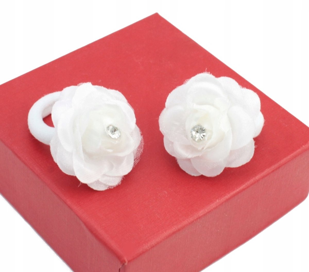 Witte Haarbandjes met Rozen en Zirkonia, Set van 2