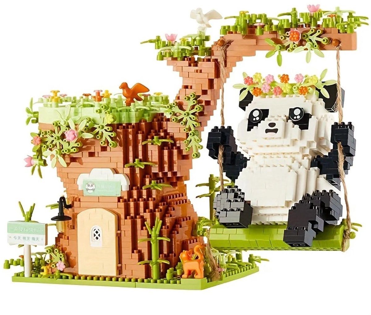 casalora - Bouwpakket van Panda- Pandapennenbakje - Bouwspeelgoed - Bouwpakketten volwassenen - Bouwpakket kinderen - Niet geschikt voor LEGO Fisher-Price - Decoratie voor Huis, Cadeau, Kerst, Oudjaar, Nieuwjaar