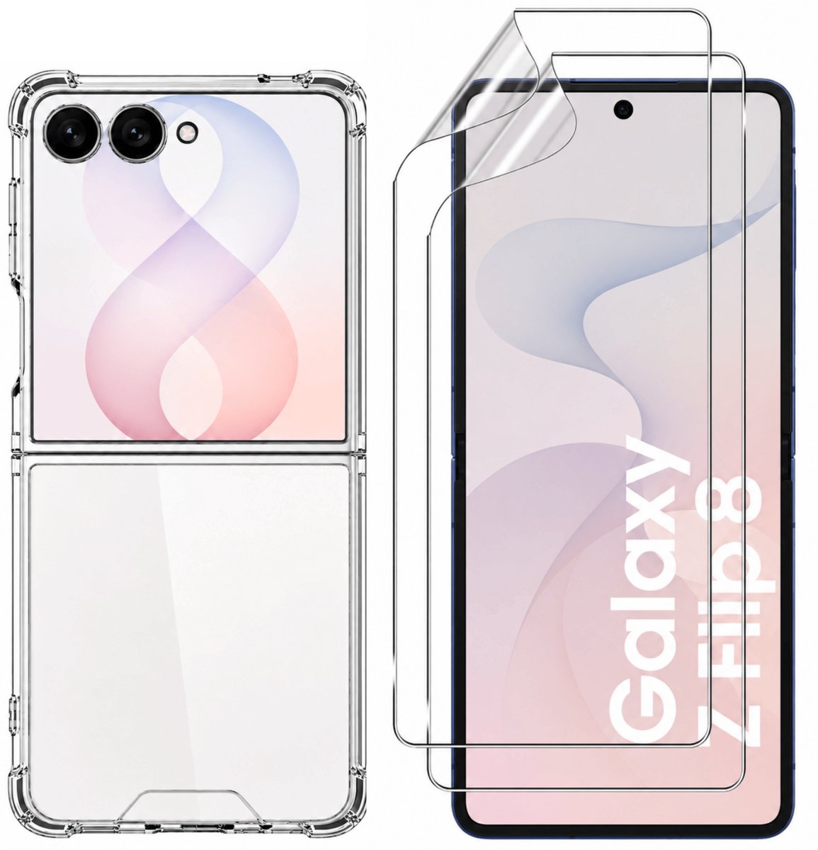 Hoesje backcover Shockproof voor Samsung Galaxy Z Flip 8 en plastic schermbescherming Phonillico®