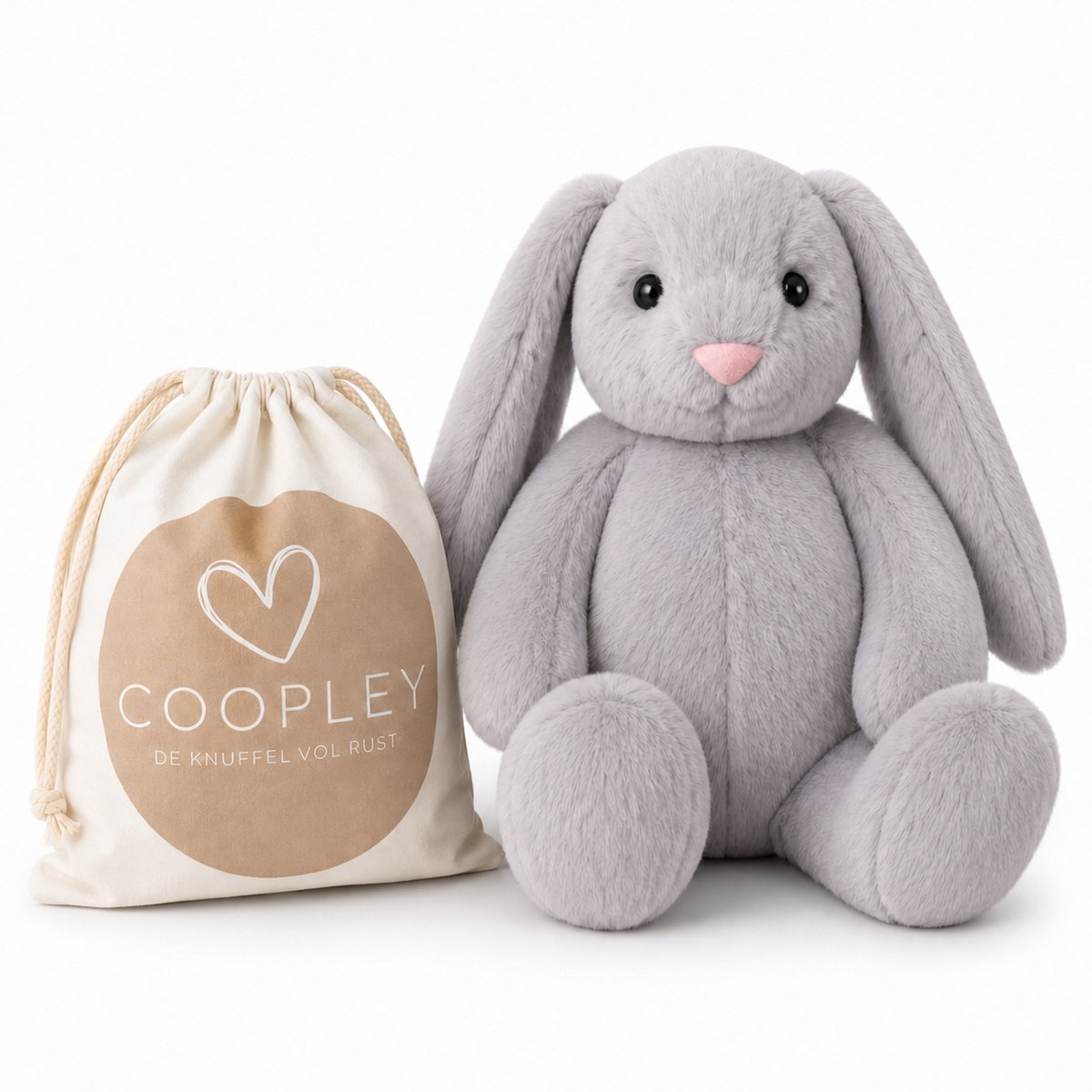 Verzwaringsknuffel 2Kg - Verzwaarde Knuffel - Knuffie Konijn - Weighted Stuffed Animal - Sensorisch Speelgoed - Voor Kinderen En Volwassenen - Met Canvas Opbergtas