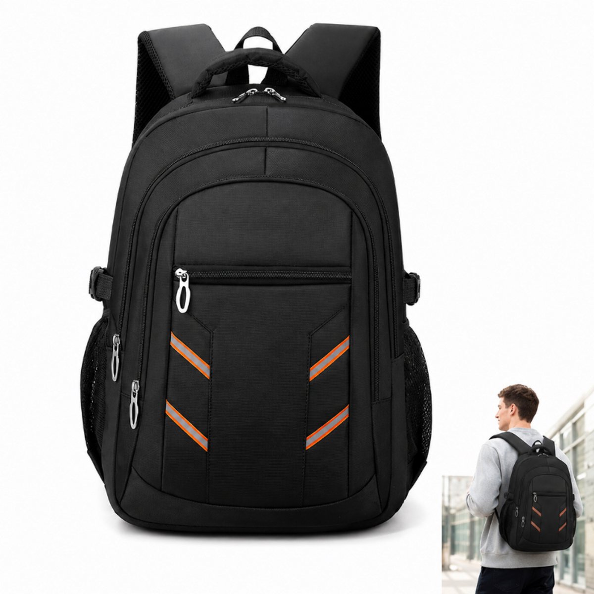 Laptoptas Heren - Zakelijke Rugzak - 15.6 inch Laptopvak -28L- Lichtgewicht - Waterafstotend - Voor Reizen ,School ,Werk-oranje