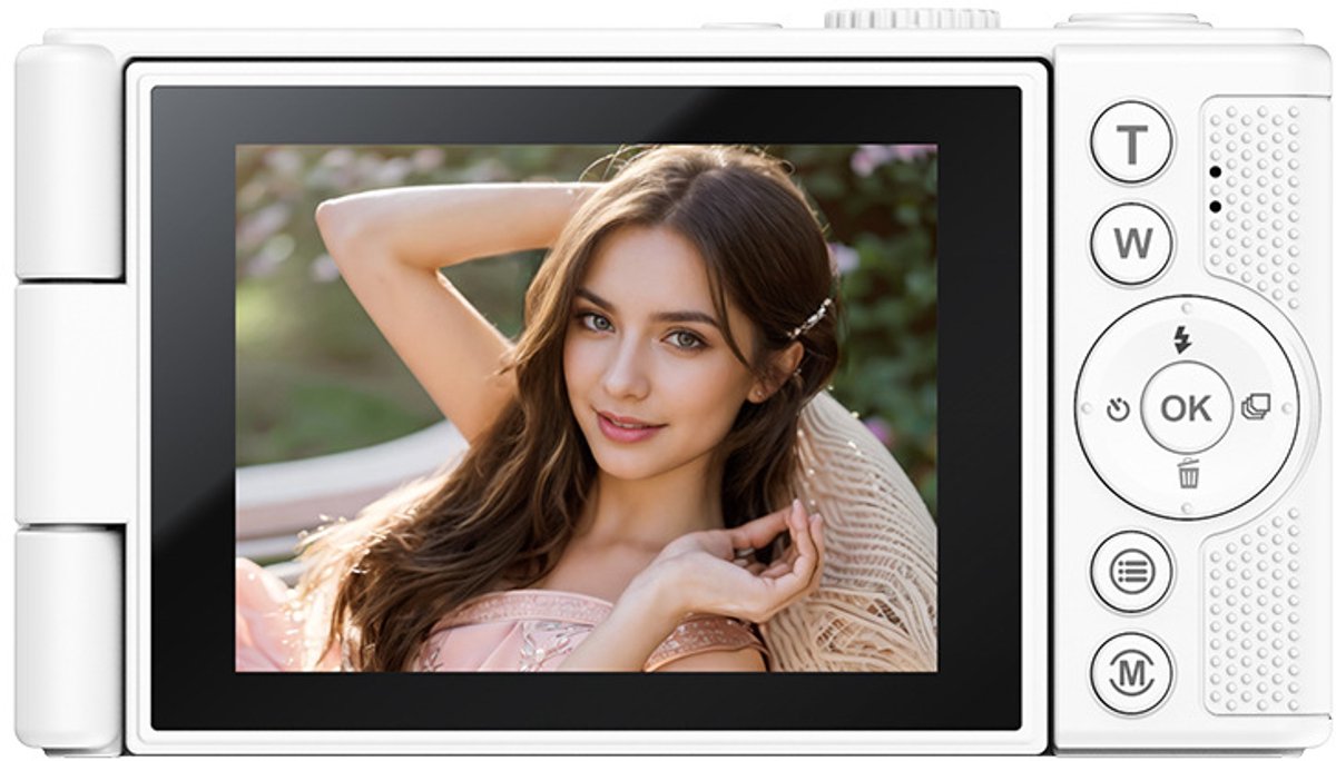 4K digitale camera - Full HD camera - Mini camera - Draagbare camera - Autofocus - Ideaal voor kinderen en beginners - Inclusief 64GB SD-kaart - Wit