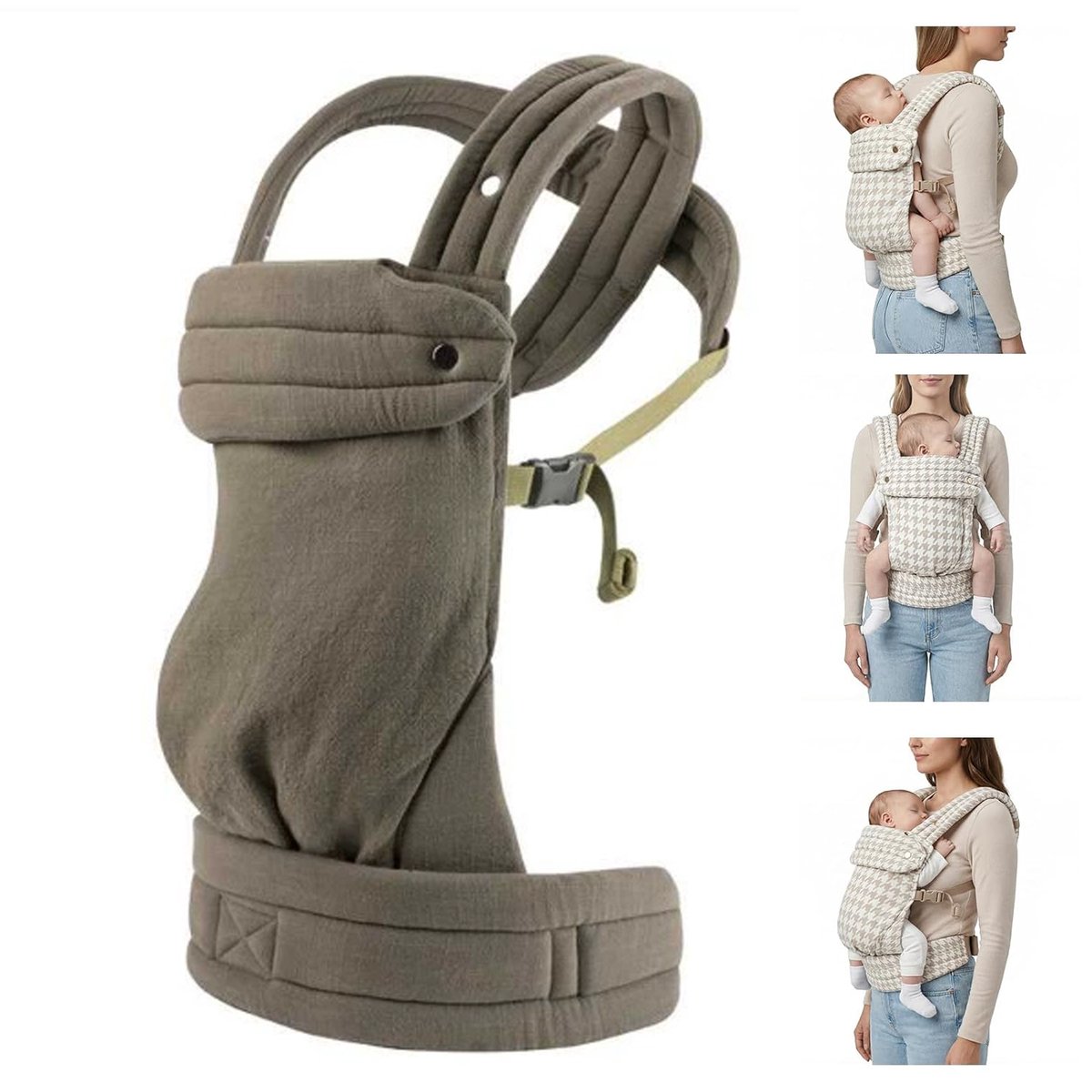 Ergonomische Draagzak voor Pasgeboren tot Peuter, Hip Gezonde M Vormige Zit met 3 Draagposities,KZQ Ademend Lichtgewicht en Eenvoudig aan te Passen, 3 tot 20 kg Draagvermogen (bruin)