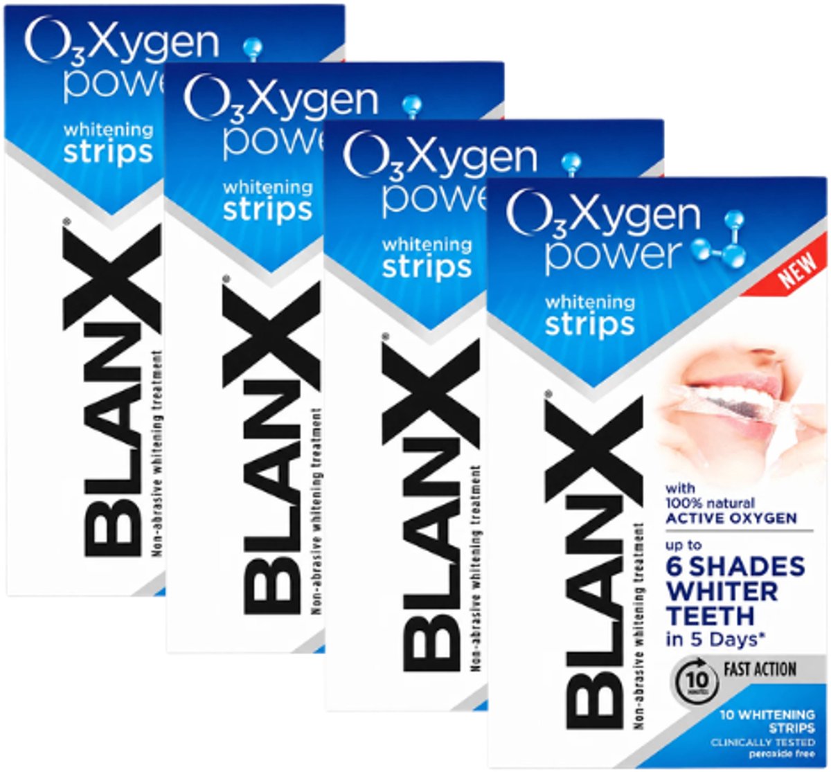 4x BlanX O3X Oxygen Power Whitening Strips - 10 stuks