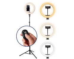 R2B Ringlamp met Statief - 10 Inch - 186 cm hoog - 30 lichtstanden - Ring Lamp - Ringlight - Ring Light - Ringlampen - Ringlamp Laptop - Model Groningen