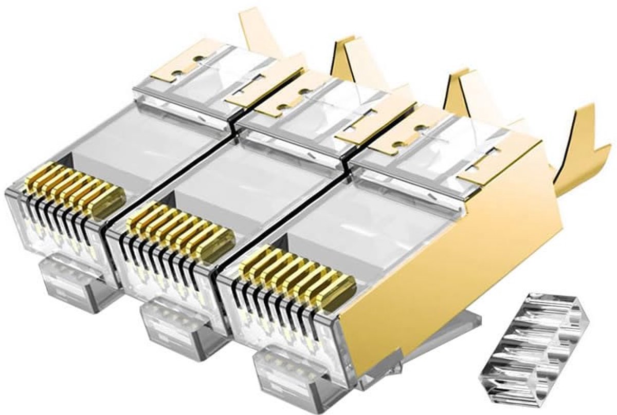 50 Pcs Cat7 Cat7A RJ45 Connectors, Cat7 Cat7A RJ45 Plugs, Sheilded RJ45 8P8C Cat7/Cat7A up to 10Gbps for Ethernet LAN - ShopVlot