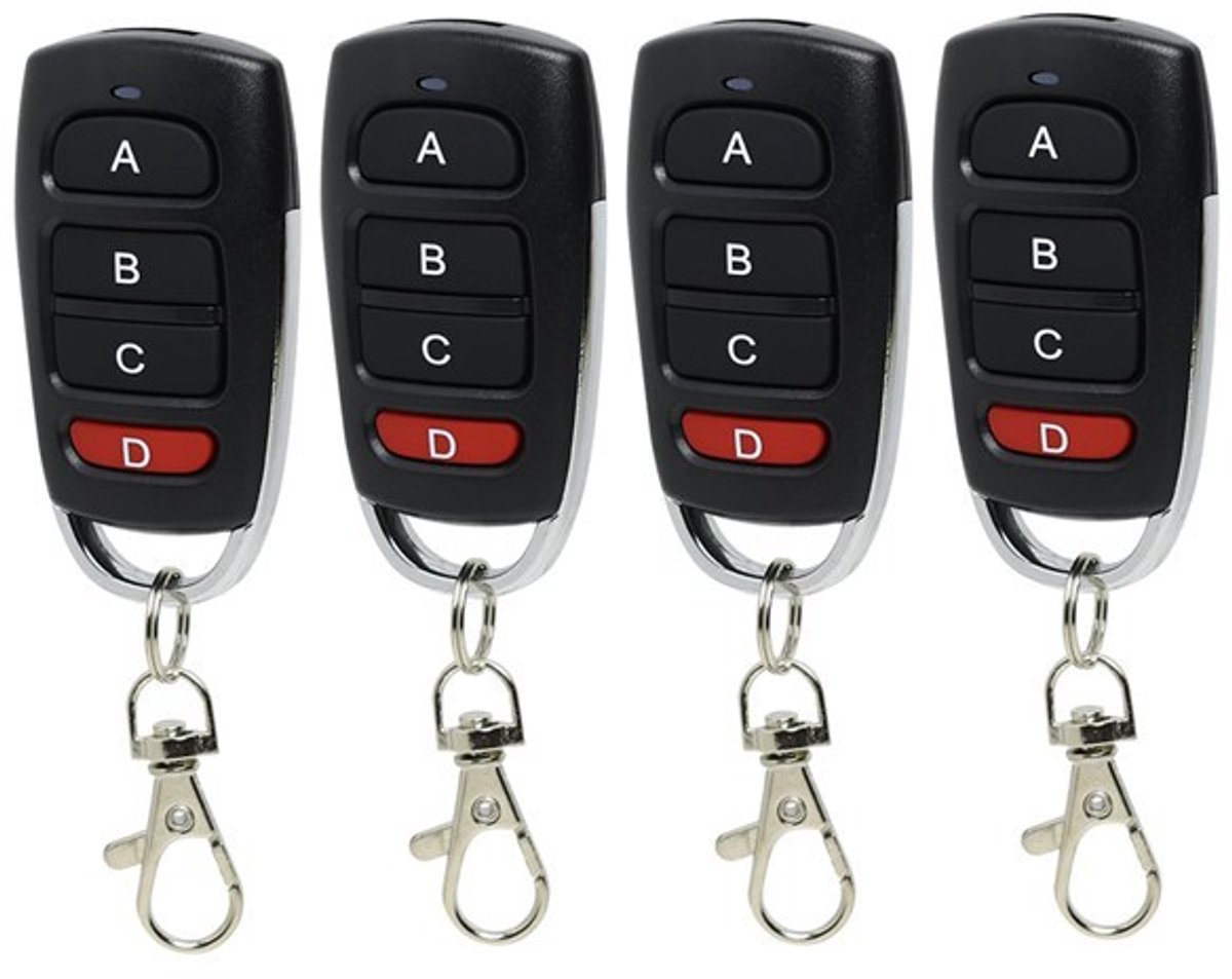 4 stuks universele afstandsbediening garagedeur, 433 MHz klonen universele garagedeuropener, handzender 433 MHz, draadloze afstandsbediening garagedeur, compatibel met 4 toetsen voor schakelaar, poort