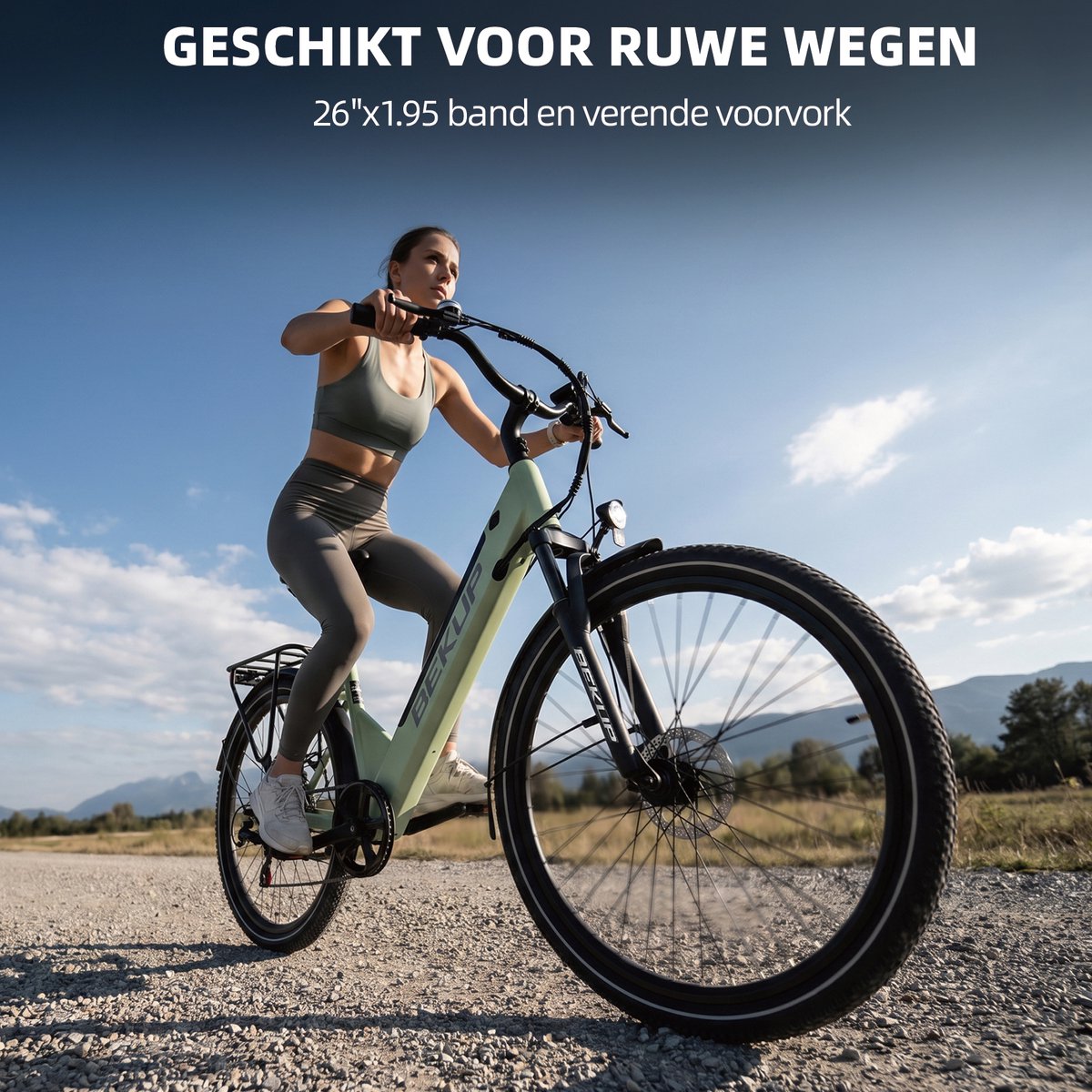BEKUP V1 E-bike - 25 km/u - 26inch - 75km actieradius - 250W motor - 36V 14.5Ah accu - groen thumbnail 3
