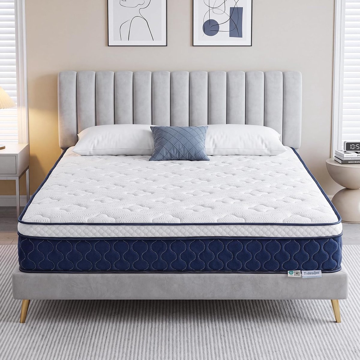 LITTLE TREE Pocketvering Matras - 200 x 140 x 25 cm - 9‑Zones Ondersteuning - Lyocell Bekleding - Traagschuim - Vacuüm Oprolbaar - Voor Slaapkamer En Gastkamer - Blauw