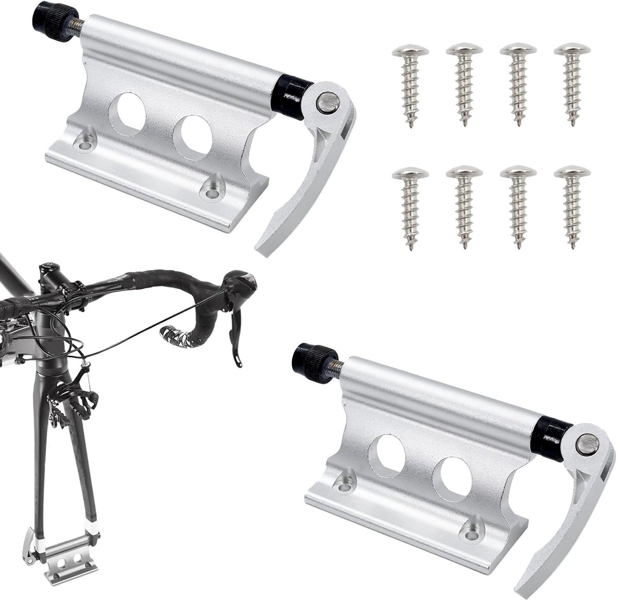 Fietsvorkhouders 2 stuks, aluminium voorwielhouder voor mountainbike, ideaal voor transport en outdoor avonturen, stevige fietsaccessoires