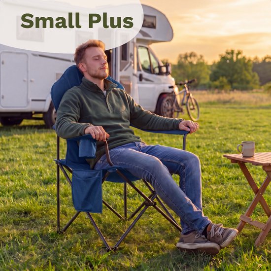 TRVLMORE Campingstoel XXL - Opvouwbaar - 160KG Draagvermogen - Incl. Draagtas - Klapstoel - Visstoel - Kampeerstoel - Vouwstoel - Blauw — afbeelding 2