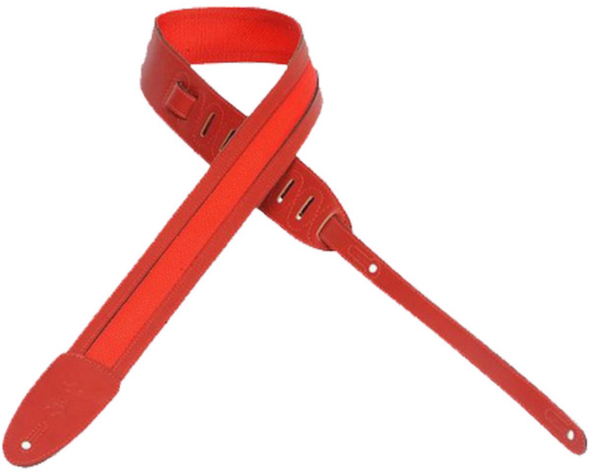Levy's M12LP-RED Lederen en Polyester Gitaarband Rood